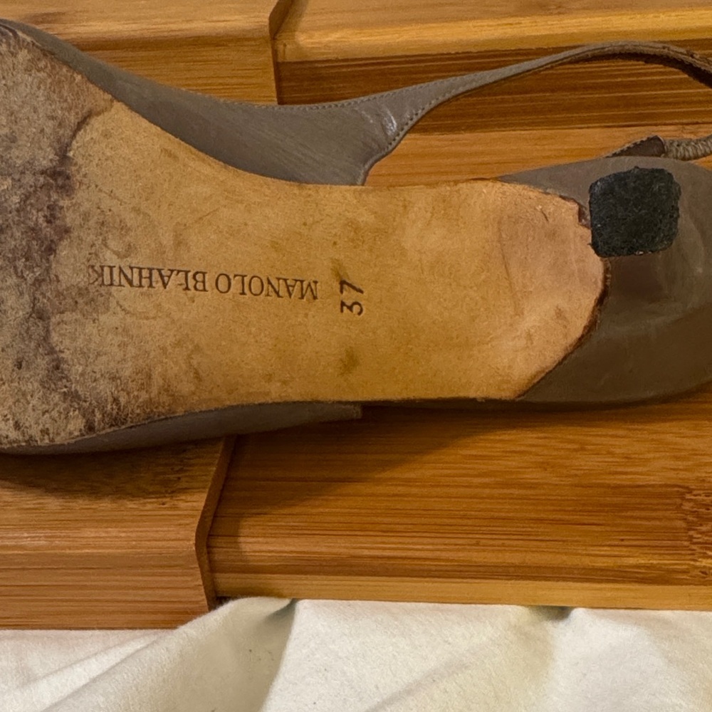 Manolo Blahnik Taupe Slingback Pumps - Picture 6 of 6